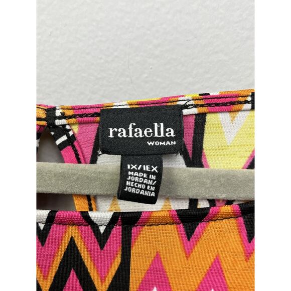 Rafaella Sleeveless top Womens Plus Size 1X Chevron Pink Orange Stretch - Picture 6 of 8